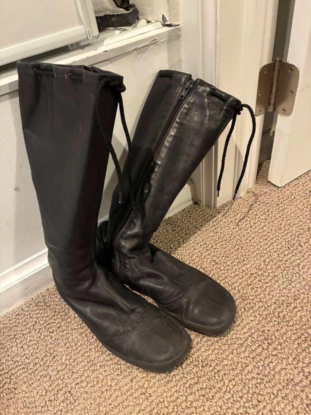 FENDI Vintage Black Leather Drawstring Knee High Boots Size 36 / 6